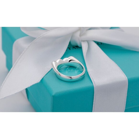 Tiffany & Co. Vintage Ring Elsa Peretti Promise Double Heart Band Silver Size 5 - Picture 3 of 8